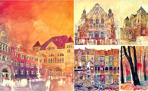 Colorful New Architectural Watercolors By Maja Wronska