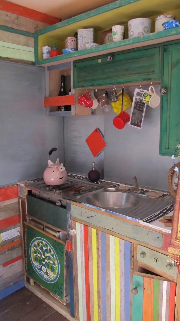 Cladding, Kitchen And Cupboards All From Old Pallets