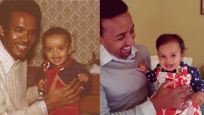 1981 Frankfrut, Germany Vs 2015 Big Isand, Hawaii. (father & Daughter At 1)