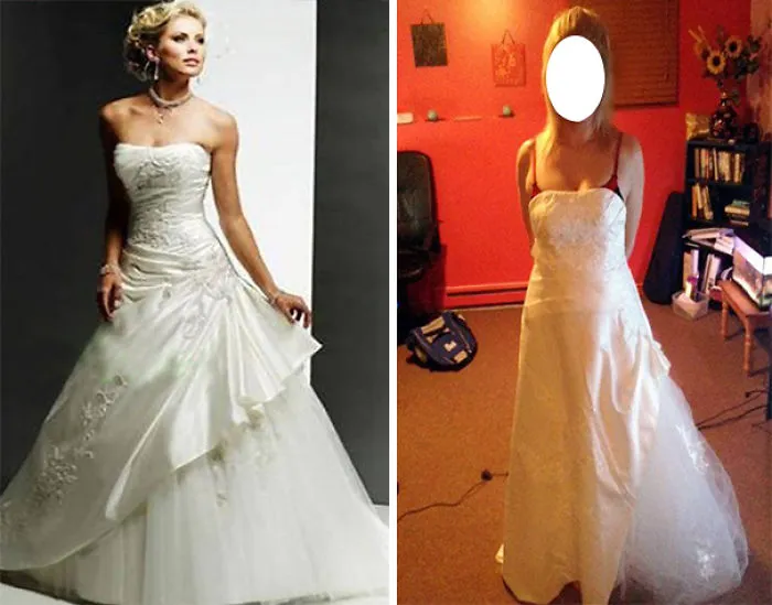 Ads Versus Reality: 32 Disappointing Wedding Dresses