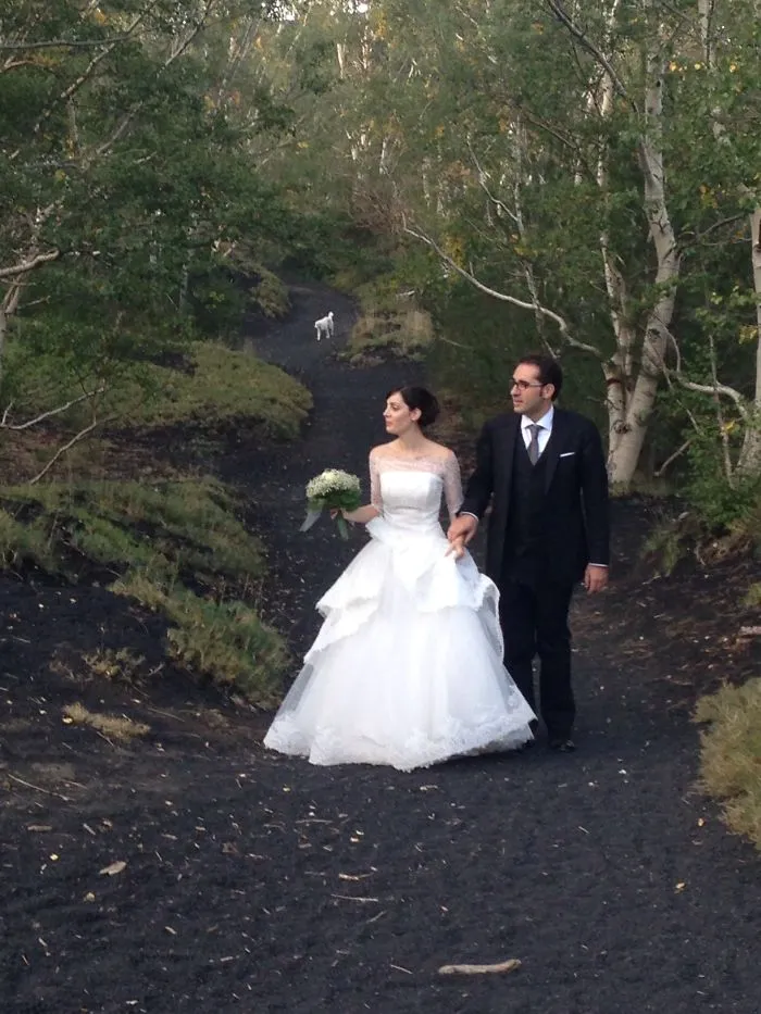 Wedding Couple In The Fields Of Mt Etna