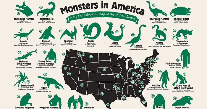 My Map Shows Where Legendary Monsters Hide In America