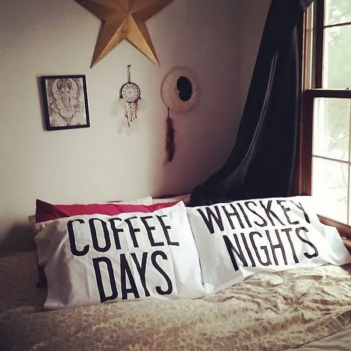 Coffee &amp; Whiskey Pillow Case Set