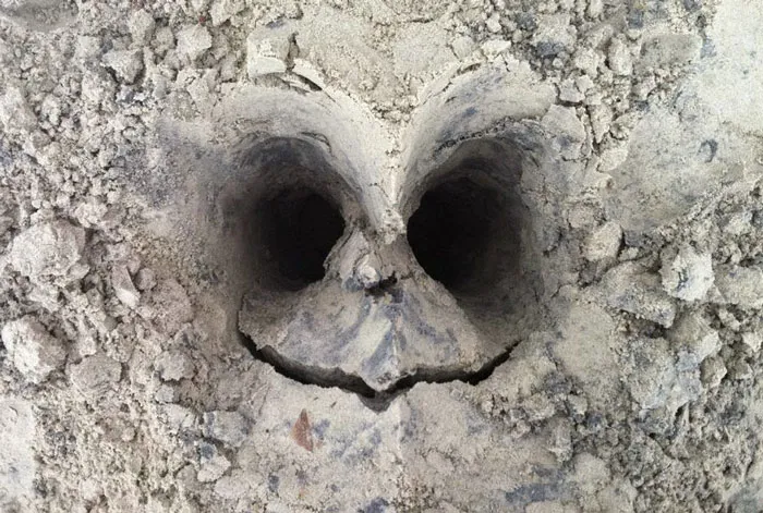 Buried A Friend Knee Deep In Sand. When He Stepped Out, The Sand Cracked And Made This