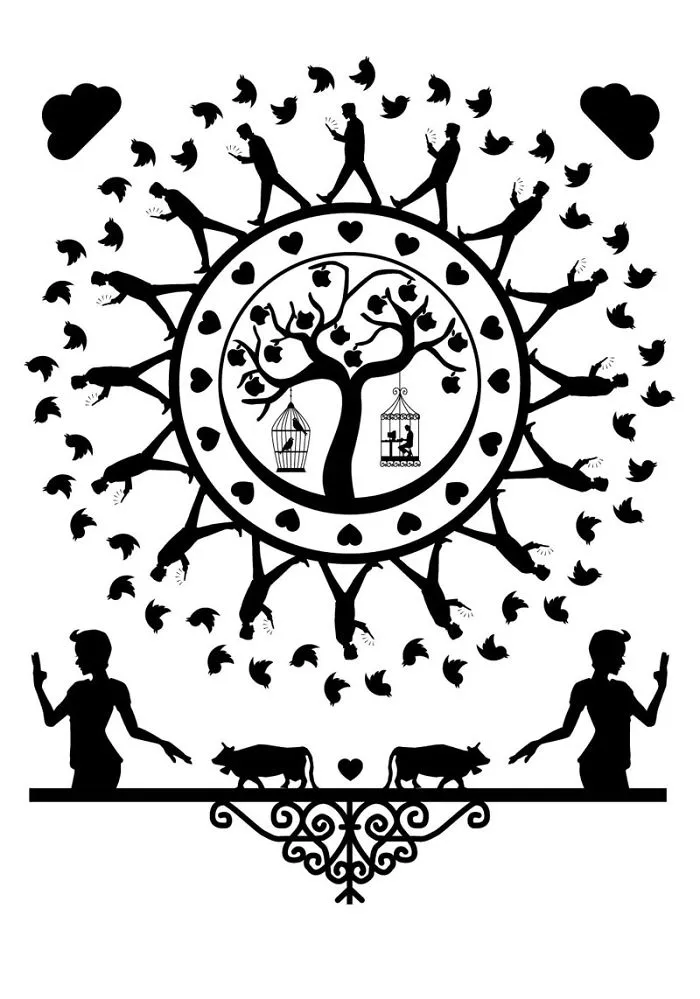 Vector Silhouette Artworks Made In The Style Of Swiss Traditional Papercuts
