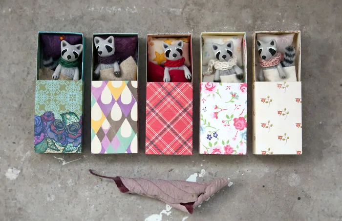 Tiny Toys In A Matchbox By Underumbrelland - Raccoons