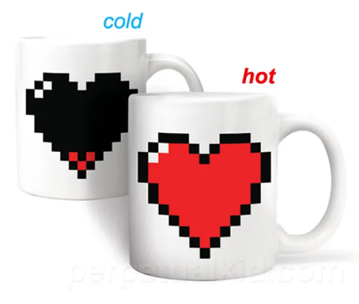 The Pixel Heart Heat Changing Mug