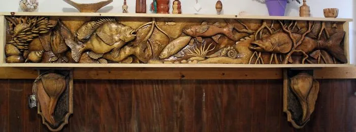 My Hand Carved Fireplace Mantles And Shelves Inspired By My Love Of Marine Life