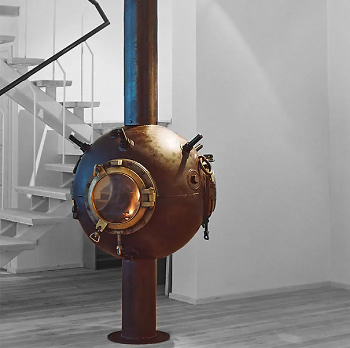 Sea Mine Turned Into A Fireplace