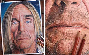 I Drew Iggy Pop Portrait With Color Pencils