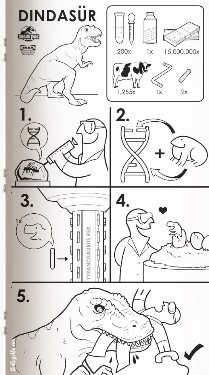 Dr Who, Back To The Futur, Star Wars And Jurassic Park As Ikea Manual