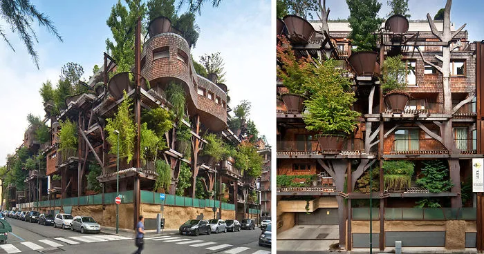 Urban Treehouse Uses 150 Trees To Protect Residents From Noise And Pollution