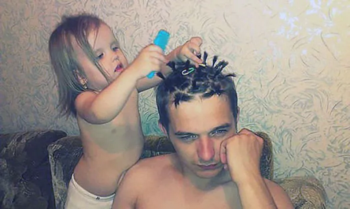 Letting His Daughter Practice