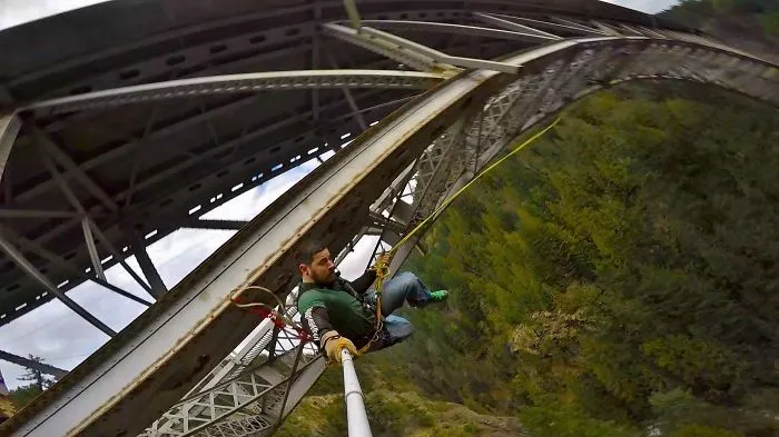 A Man Conquers His Fear Of Heights.... Then Falls Off A Bridge.