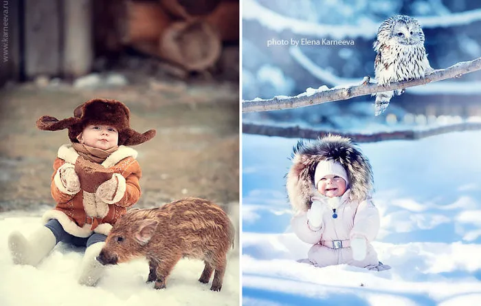 Children And Animals Cuddle In Cute Photoshoots By Russian Photographer Elena Karneeva