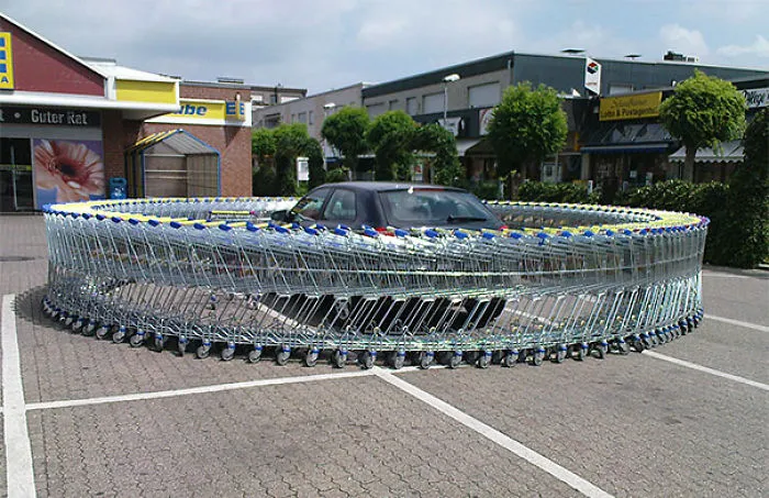 Create An Infinite Loop Of Shopping Carts Around Their Car