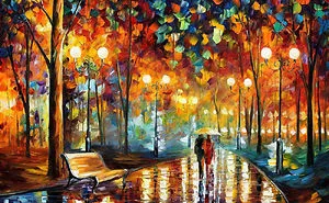 Rain's Rustle 2 — Palette Knife Landscape Art Oil Painting On Canvas By Leonid Afremov