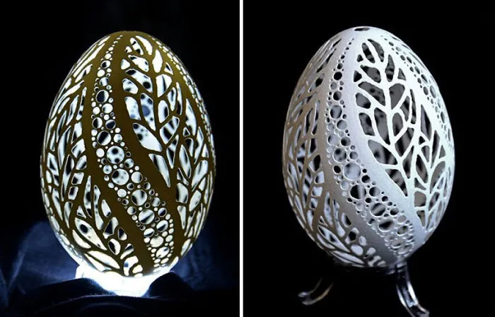Carved Goose Eggshells