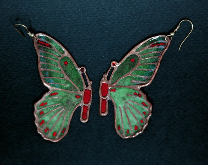 Butterflies Glass Enamel Earrings