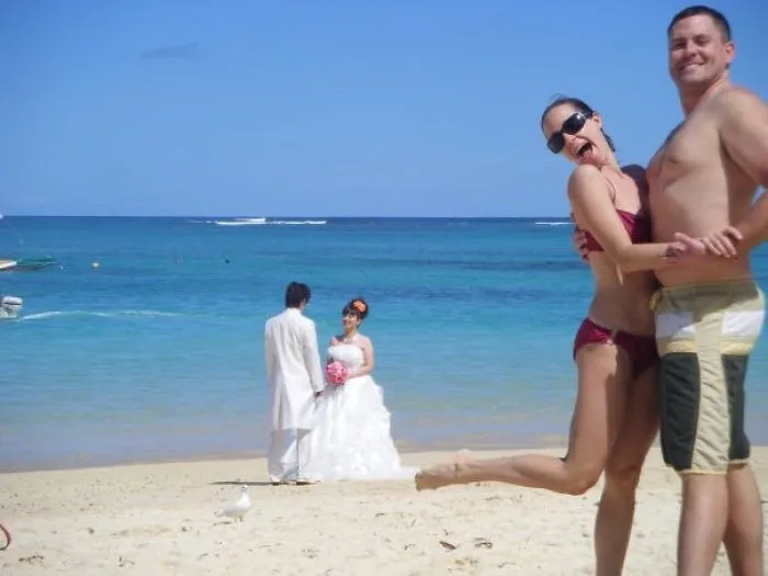 Beach Wedding Photo Bombers