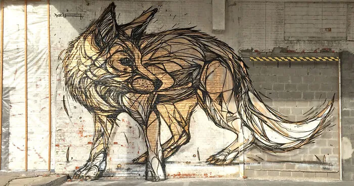 Geometric Animal Street Art By Dzia Brings Life To Abandoned Urban Areas