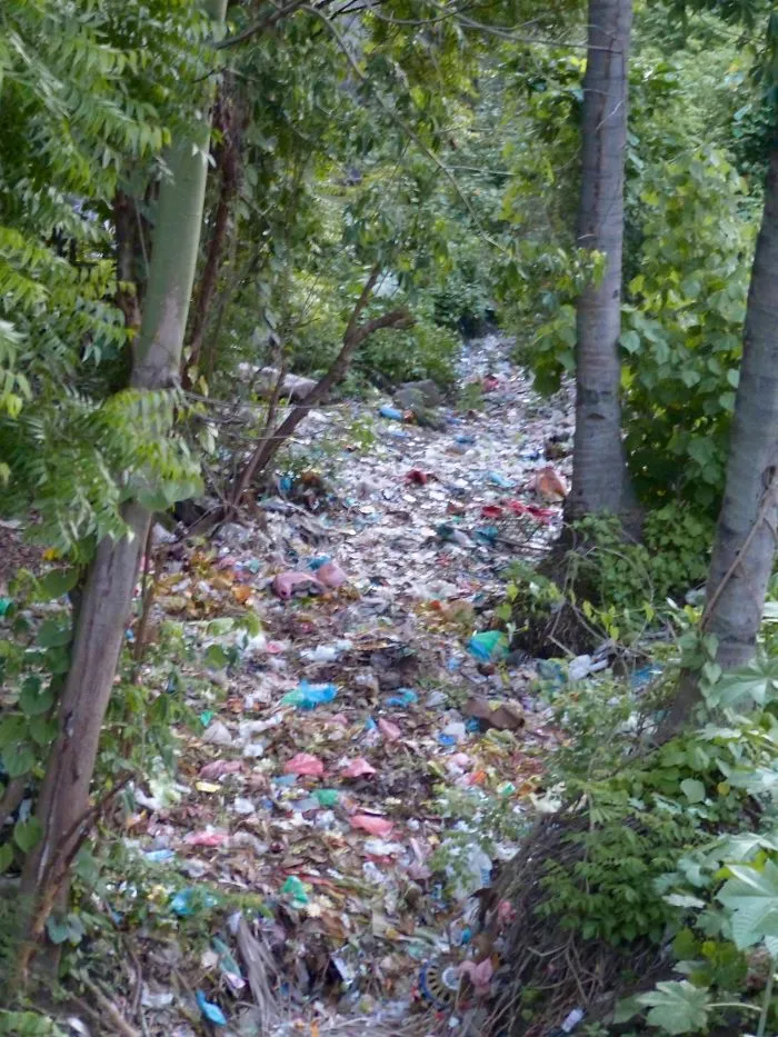 Dry 'river' In Northern Bali - When The Rains Come The Plastic Washes Out To Sea.