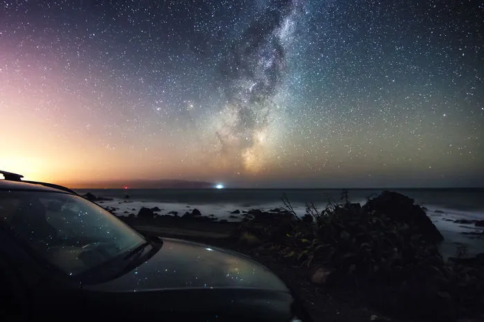 Our Milky Way Galaxy Reflecting In My Car