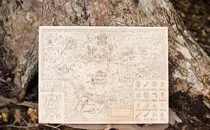 Laser-etched Wood Hyrule Map