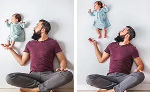 Fun Pictures Of Dad Playing With Newborn Daughter (No Photoshop)