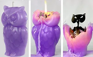 Owl Candle Reveals A Hidden Skeleton When It Melts