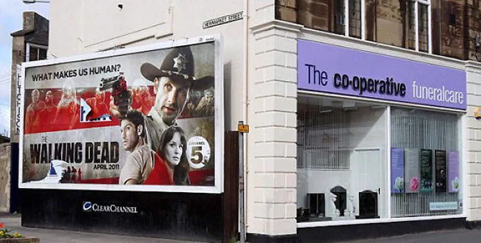 Walking Dead Billboard Unwelcome Next To Funeral Home