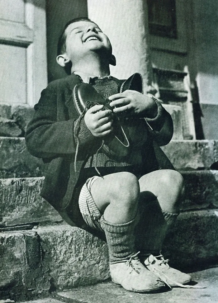 Austrian Boy Receives New Shoes During WwII