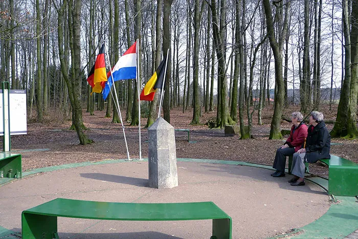 Point Where Borders Of Germany, The Netherlands And Belgium Converge Near City Of Aachen