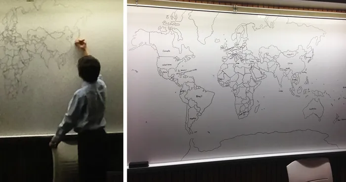 11-Year-Old Boy With Autism Draws Detailed World Map Entirely From Memory