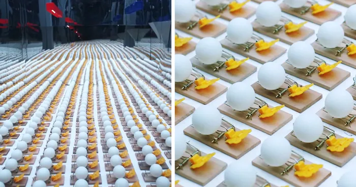 Watch 1,650 Mousetraps Set Off A Massive Ping-Pong Ball Chain Reaction