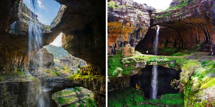 The Cave Of Three Bridges In Lebanon Turns Into A Waterfall When The Winter Snow Melts