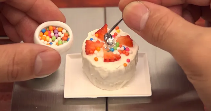 Man Bakes Tiny Cake Using Tiny Tools In A Tiny Kitchen