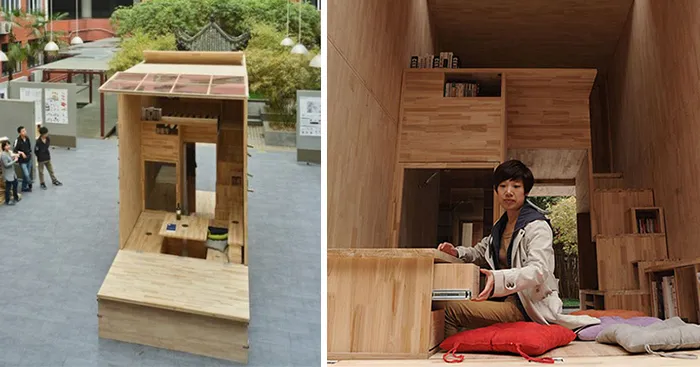 Chinese Students Build Wood House That Occupies Just... 7 Square Meters
