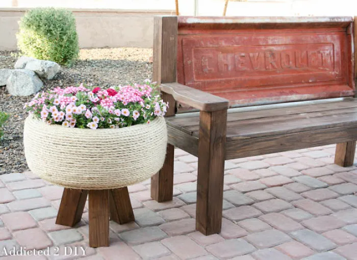 Beautiful Tire And Yarn Planter