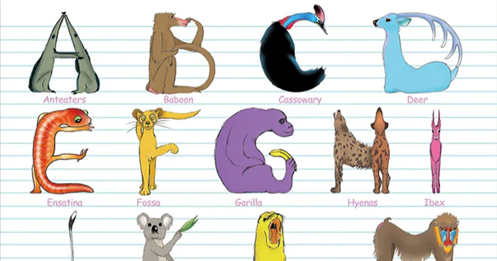 Alphabets Made Of Animal Drawings