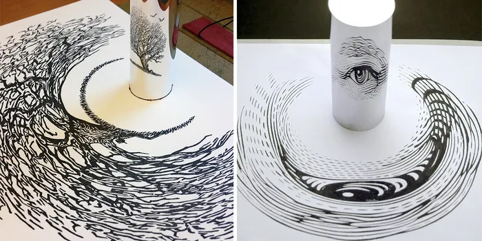 23 Stunning Anamorphic Artworks That Can Only Be Seen With A Mirror Cylinder