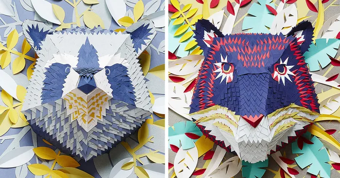 I Make Animal Masks From Hundreds Of Tiny Pieces Of Paper