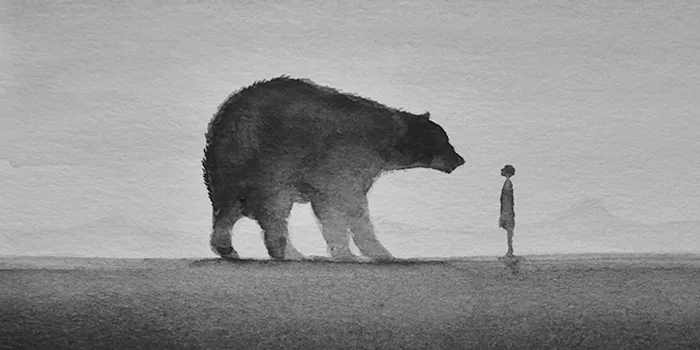 Poetic Black And White Watercolors Of Children With Wild Animals