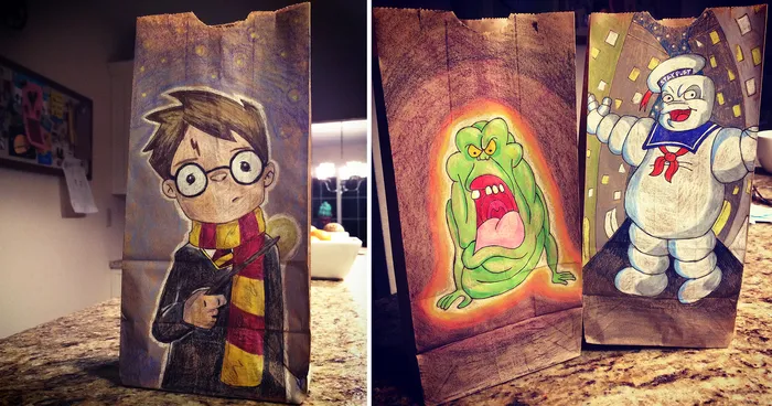 Divorced Mom Bonds With Her Kids By Drawing Cool Lunch Bag Illustrations