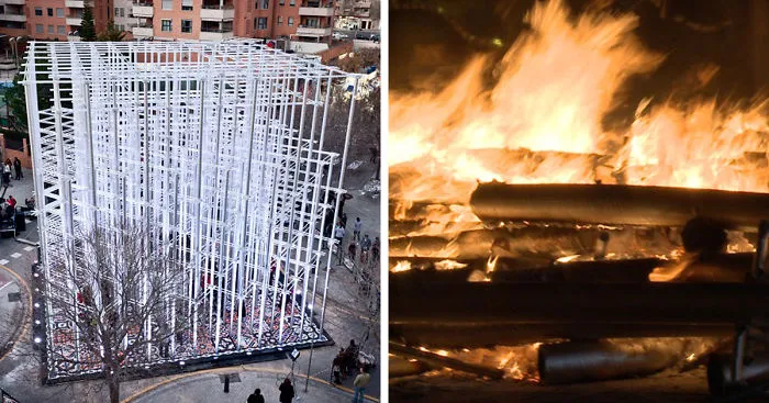 We Built A Cardboard Installation And Burned It To Mark The Fight Between Modernity And Tradition