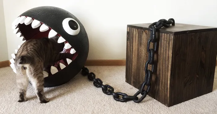 I Made A Bed For My Cat Inspired By Super Mario's Chain Chomp Monster