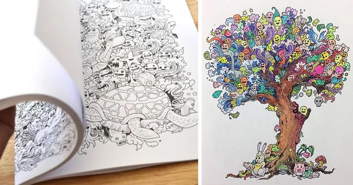 Coloring Book For Adults Titled 'Doodle Invasion' by Kerby Rosanes