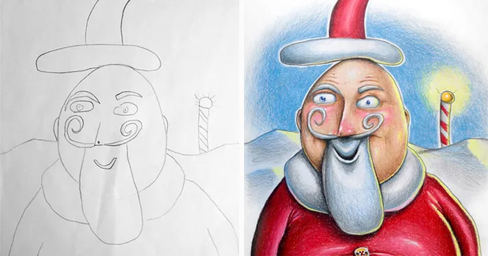 Creative Dad Colors His Kids' Drawings During His Business Trips