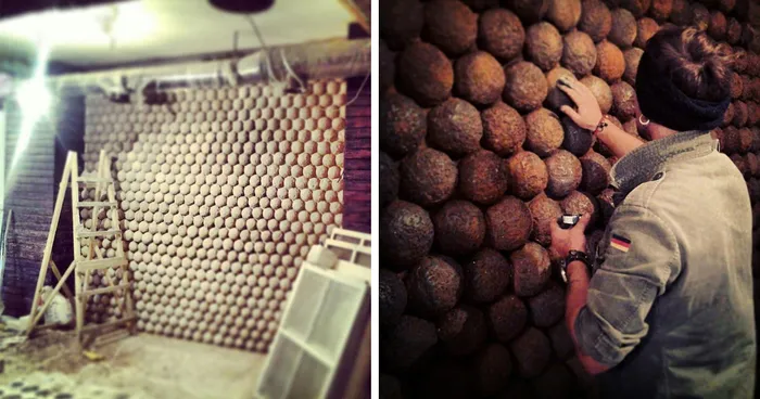 I Made A Wall Of 729 Rusty Cannonballs