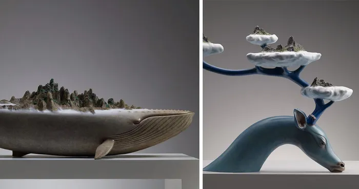 Surreal Animal Sculptures Carrying The World On Their Backs